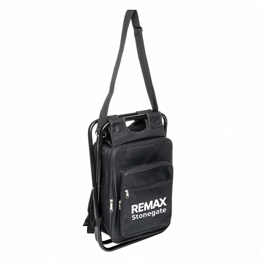 Black shoulder bag with REMAX Stonegate branding on a white background