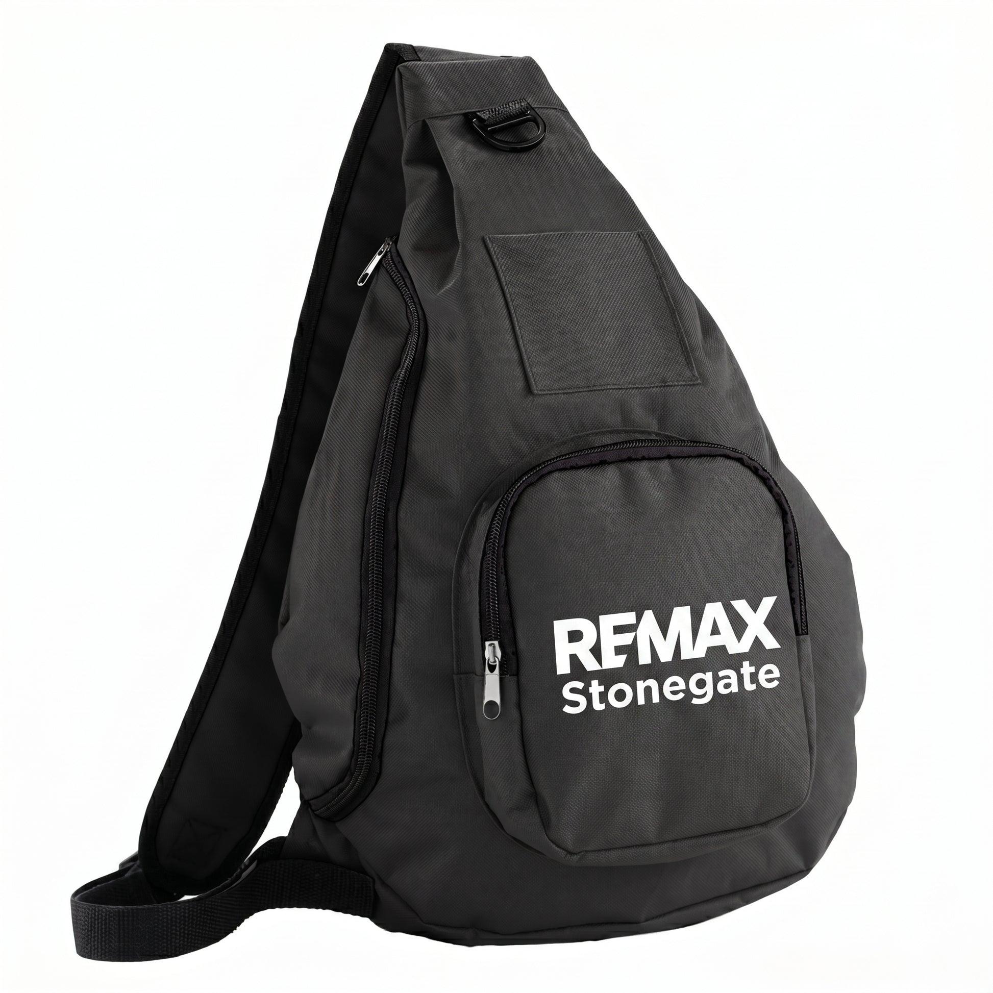 Black sling bag with 'REMAX Stonegate' logo on a white background