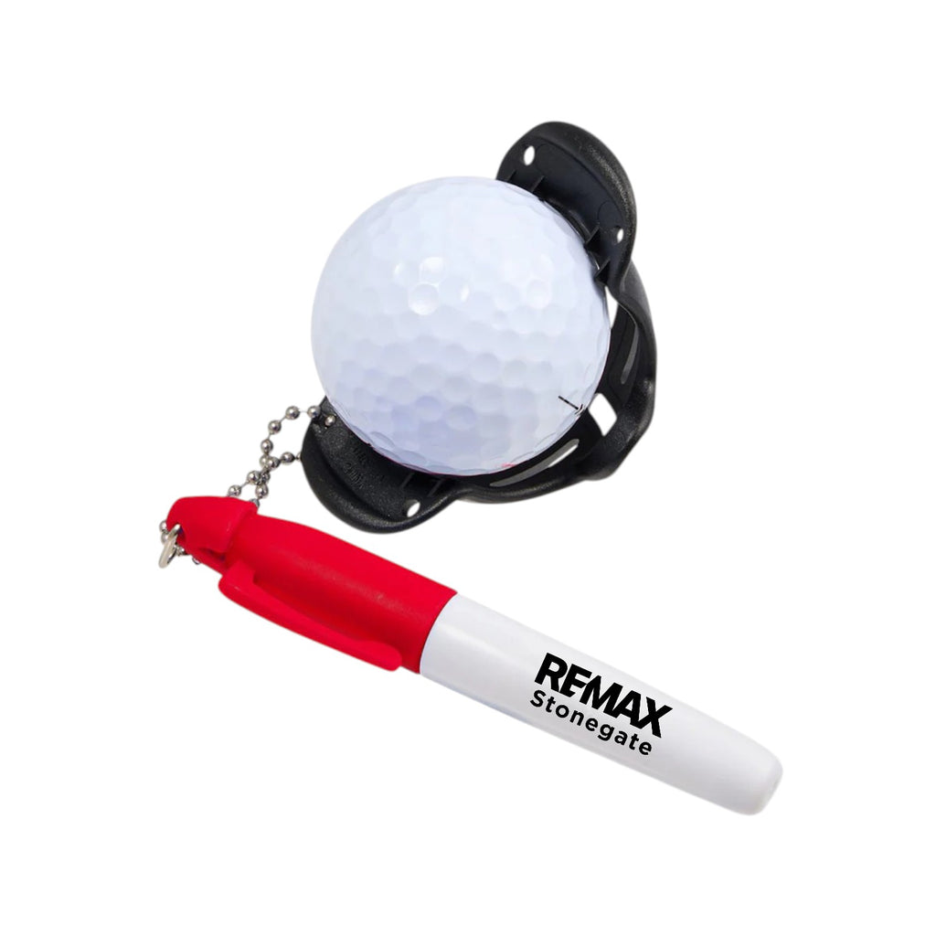 Golf Ball Stencil with Marker - Custom Branded - One Color Logo