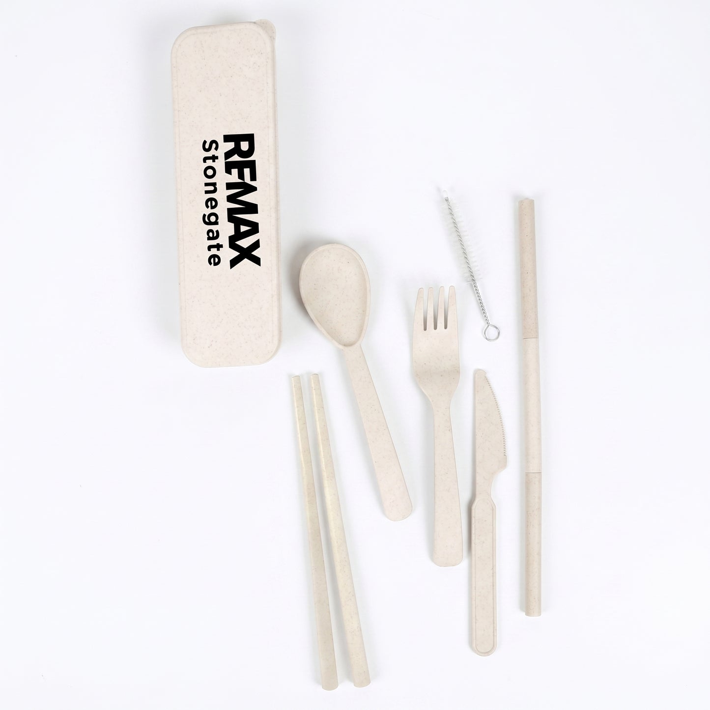 Artesia Wheat Fibre Utensil Set In A Case - Custom Branded - One Color Logo