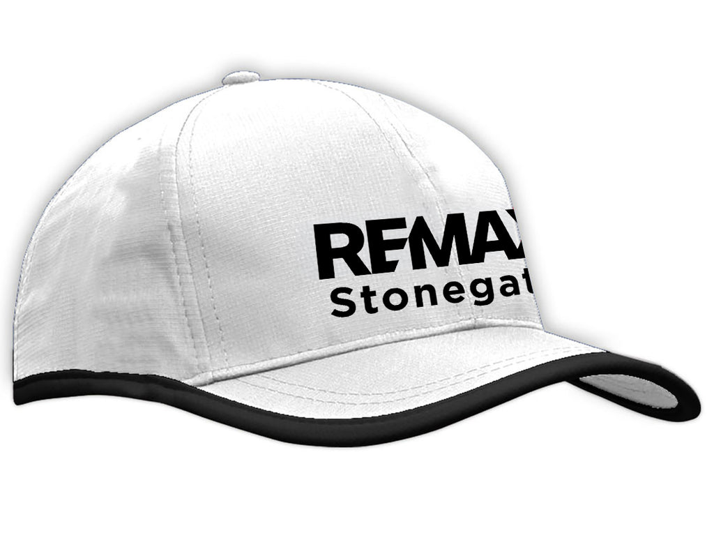 White cap with 'REMAX Stonegate' logo on a white background