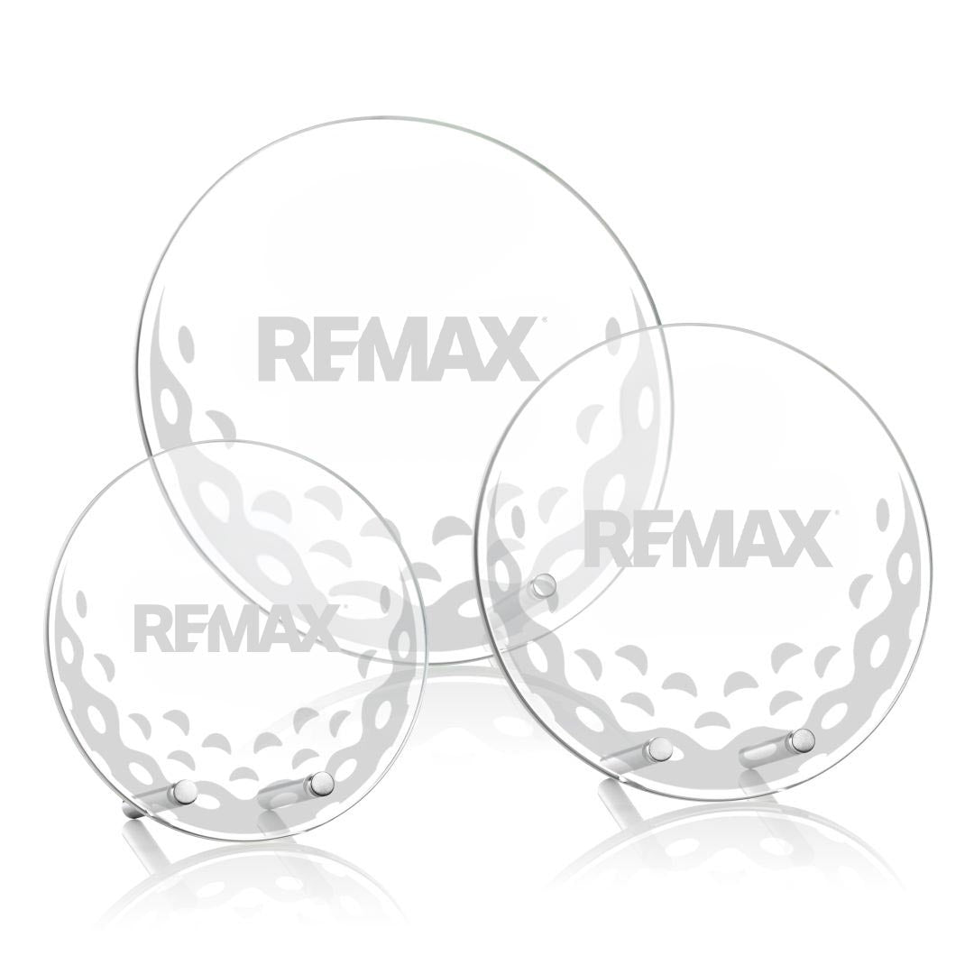 Three transparent circular objects with 'REMAX' branding on a white background