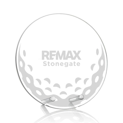 Clear sphere with 'REMAX Stonegate' branding on a white background