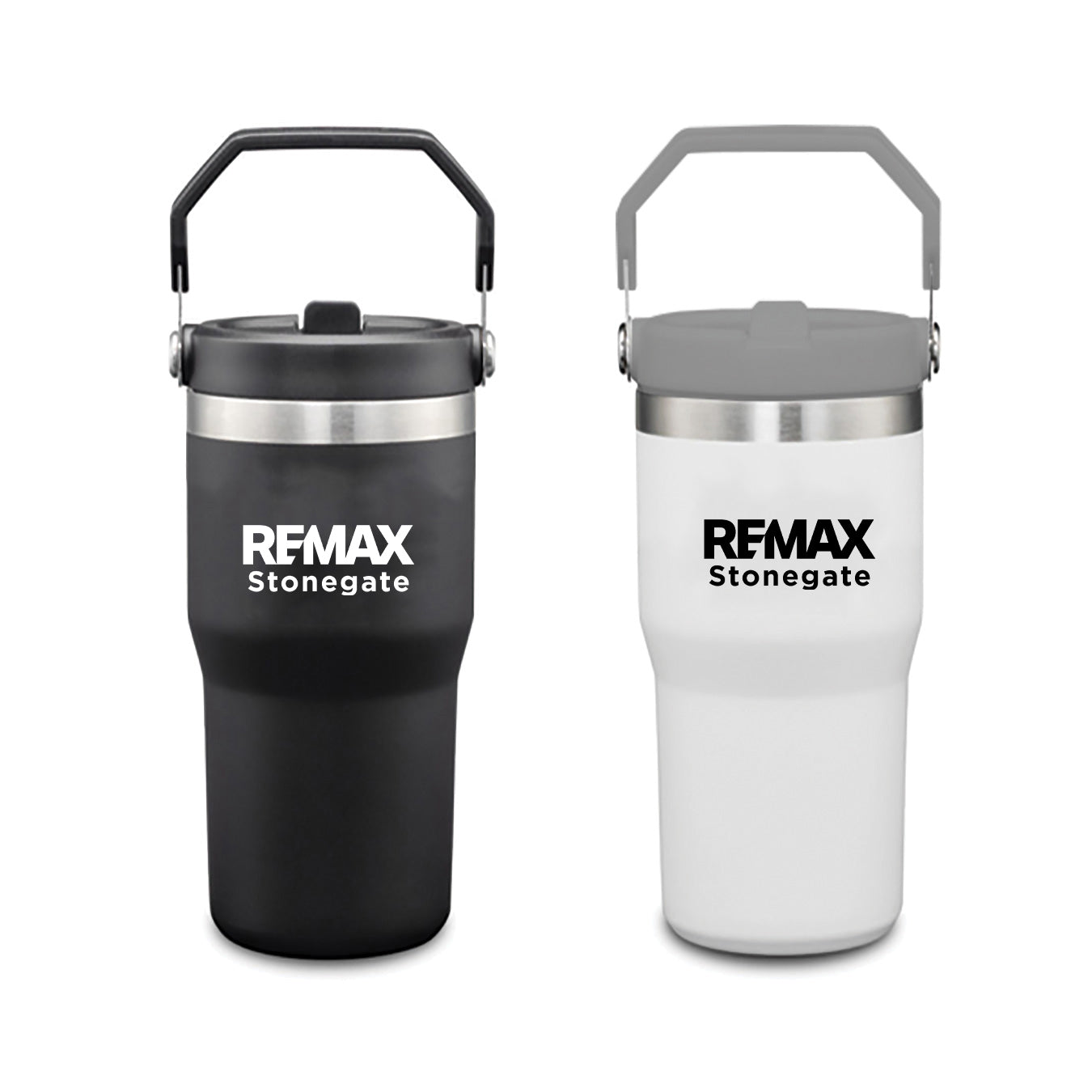 20oz Revive Stainless Steel "LEAD FREE" Tumbler W/Handle & Straw - Custom Branded - TRADE MARQ - One Colour