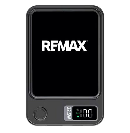 Black electronic device with REMAX branding on a white background