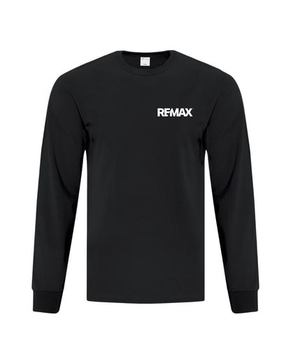 Black long-sleeve shirt with REMAX logo on a white background