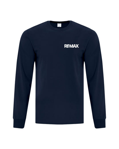 Navy long-sleeve shirt with REMAX logo on a white background