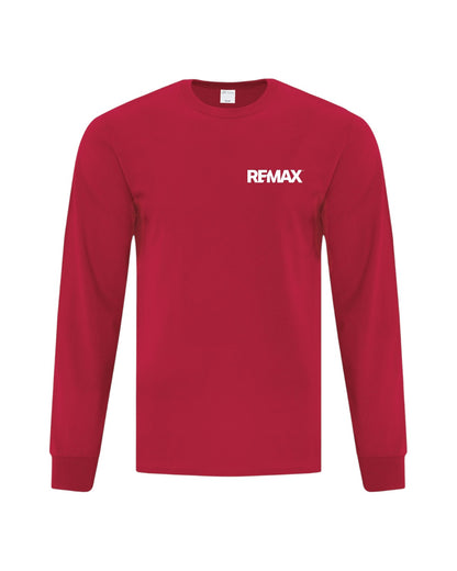 Red long-sleeve shirt with 'REMAX' logo on a white background
