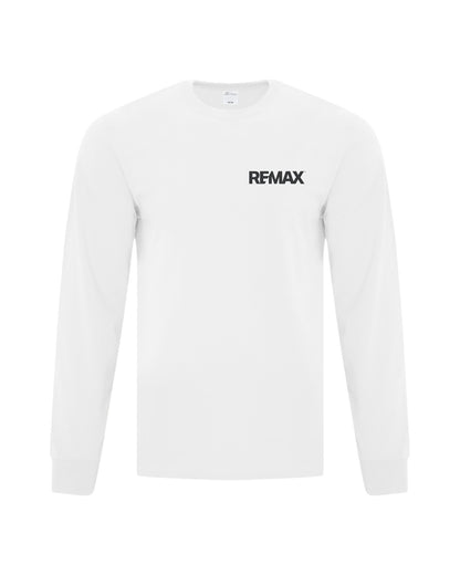 White long-sleeve shirt with REMAX logo on a white background