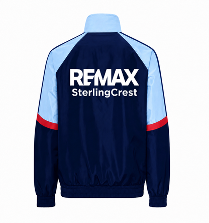 Navy and light blue jacket with REMAX SterlingCrest logo on a white background
