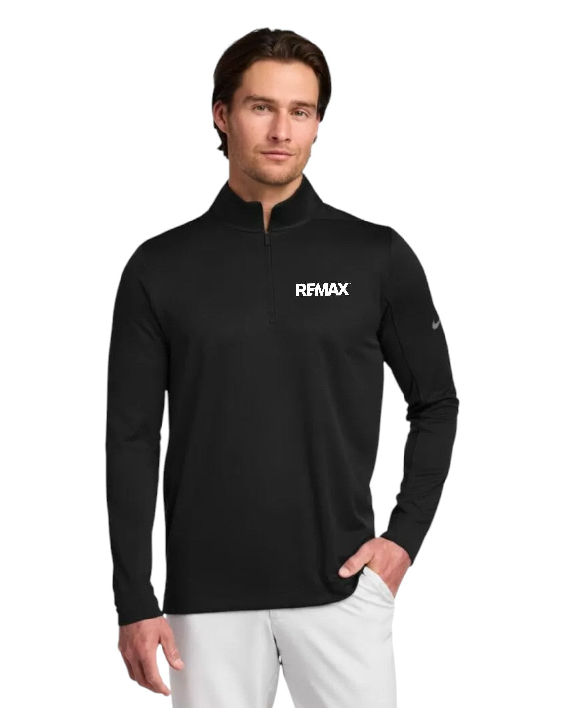 NIKE DRY 1/2 ZIP COVER UP PULLOVER in black