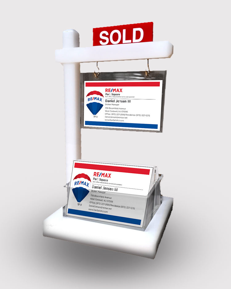 New Thicker Design - Mini Real Estate Sign & Business Card Holder (White)