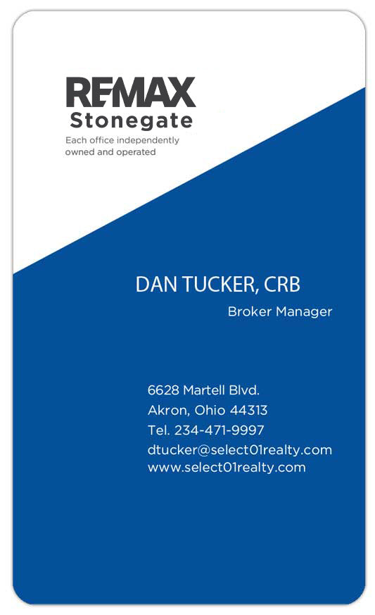REMAX Stonegate business card with contact information