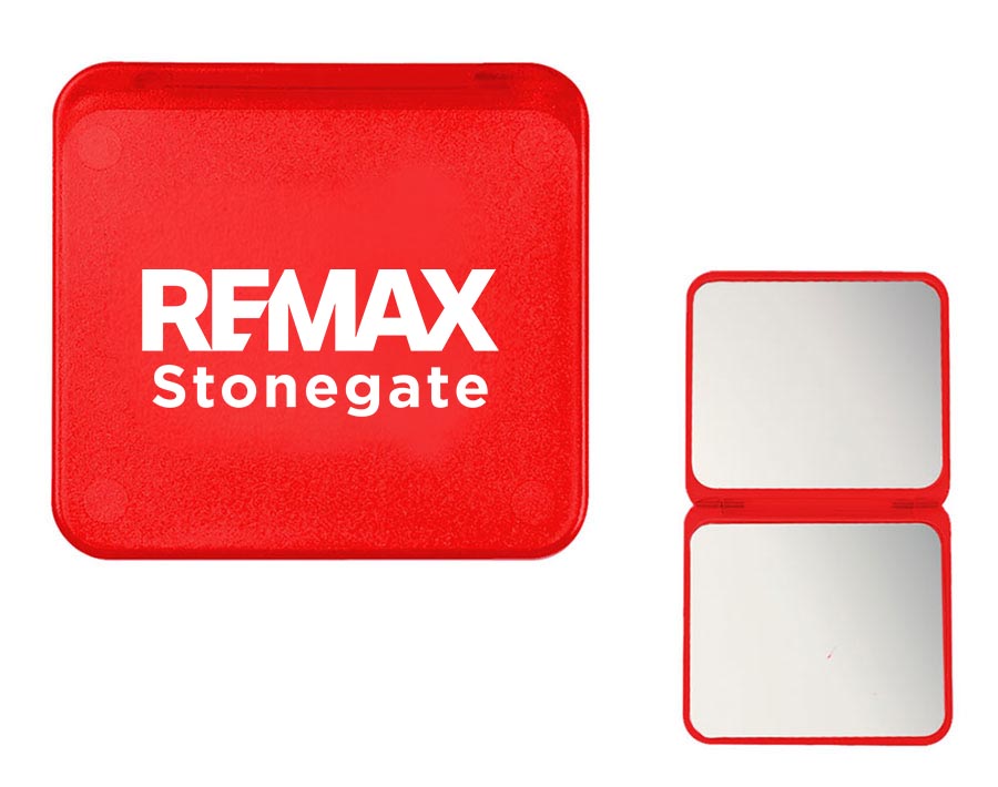 Red card holder with 'REMAX Stonegate' branding on a white background
