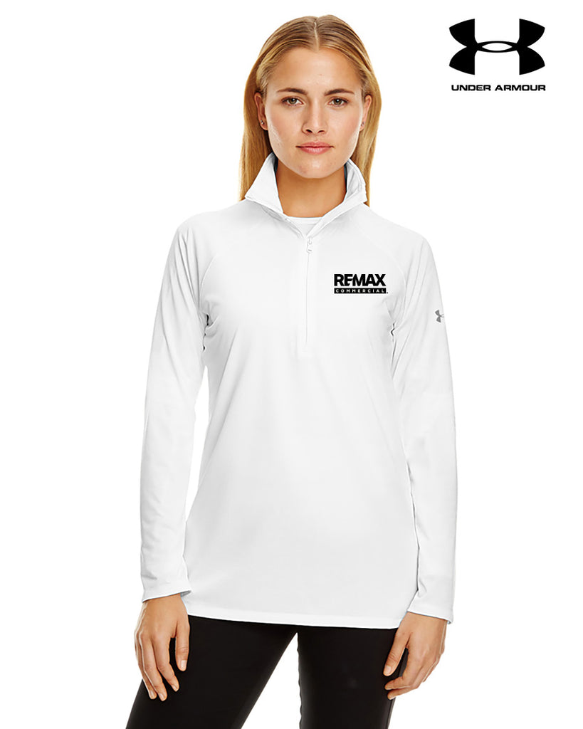 Ladies' Under Armour Tech Quarter-Zip - White - REMAX Commercial - Brand Refresh - One Color Logo - Print
