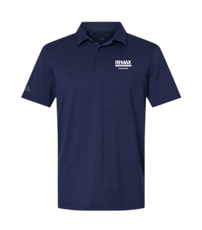 A navy blue short-sleeve polo shirt with a white printed logo on the left chest reading 'REMAX REVENGE' and a small white logo on the right sleeve, shown on a plain white background.
