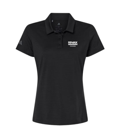 A black short-sleeve polo shirt with a white 'REMAX' logo printed on the left chest, displayed on a clean white background.