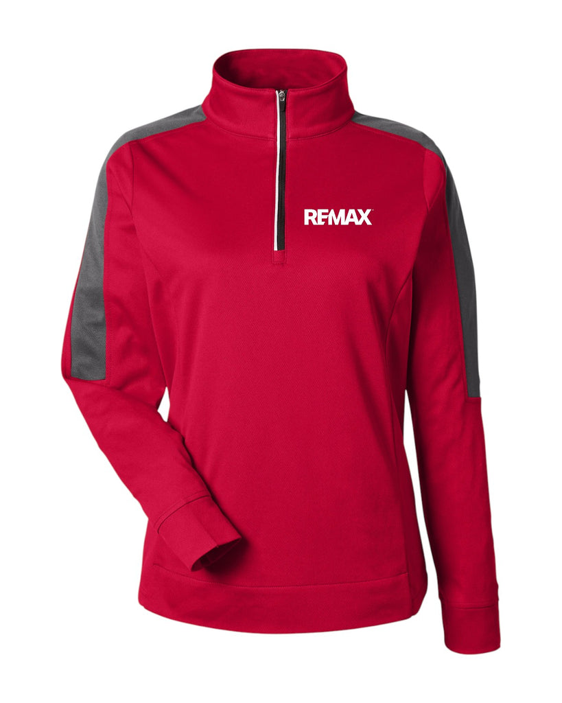 Red and gray pullover with 'REMAX' logo on a white background