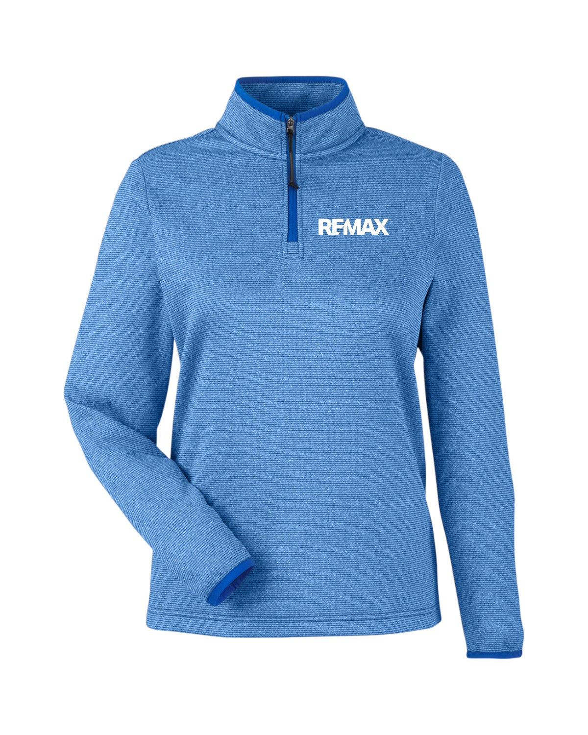 Blue pullover with REMAX logo on a white background