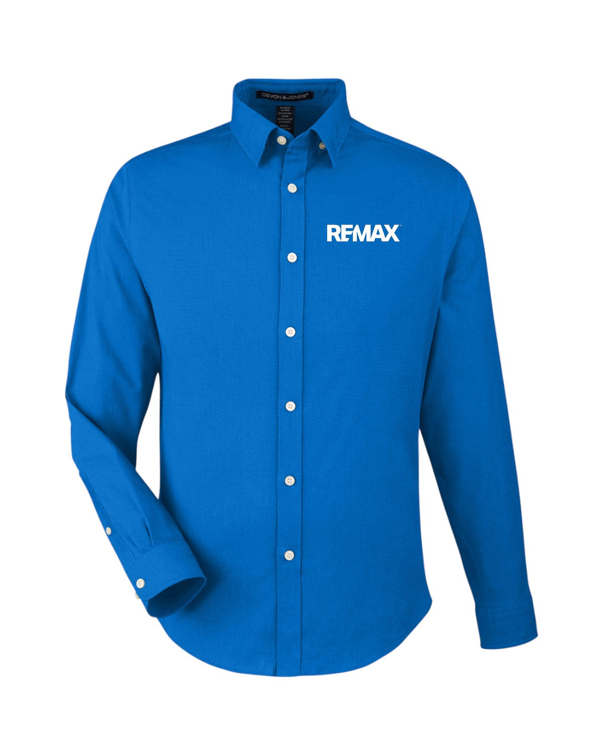 Blue shirt with REMAX logo on a white background
