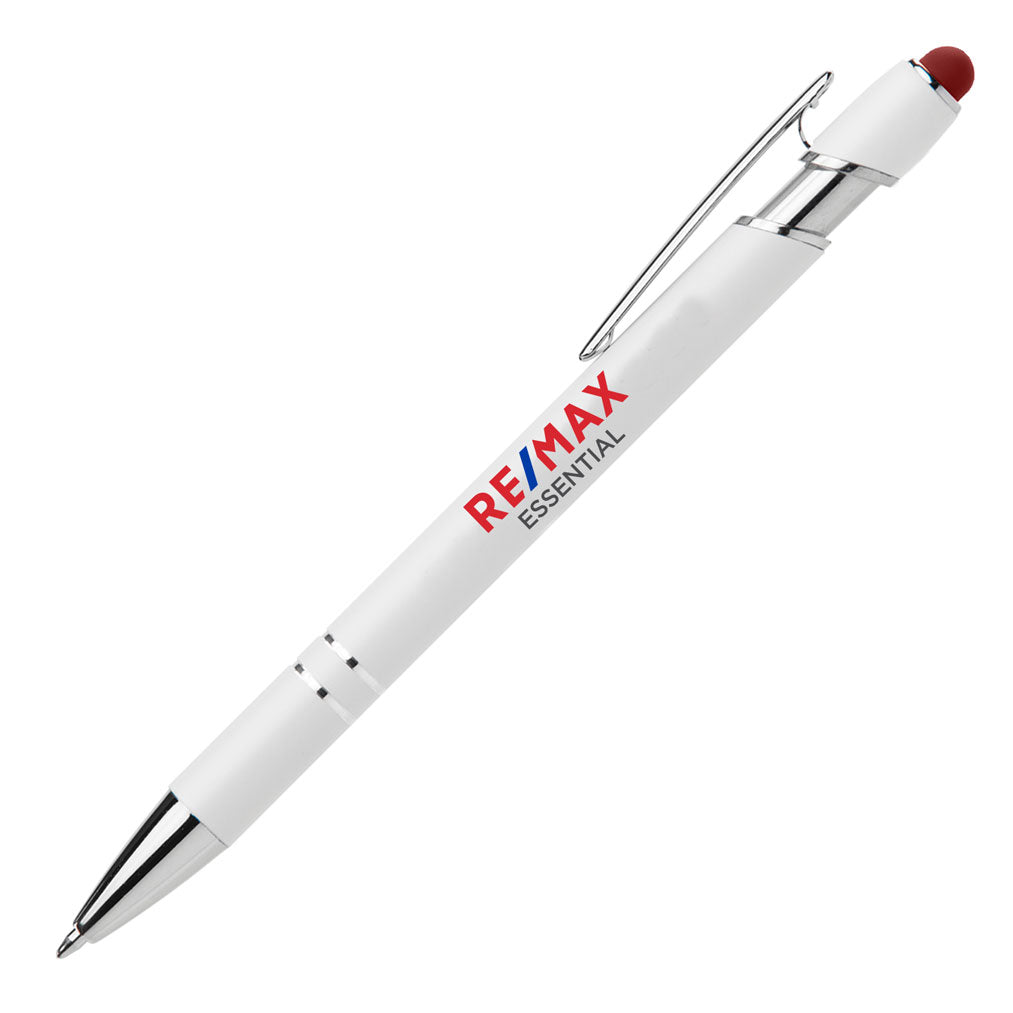 Ellipse Softy White Barrel Metal Pen W/ Stylus Personalized